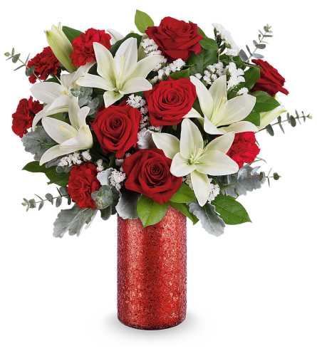 Scarlet Embrace Bouquet - Deluxe. An arrangement by North Liberty Flower Shop.