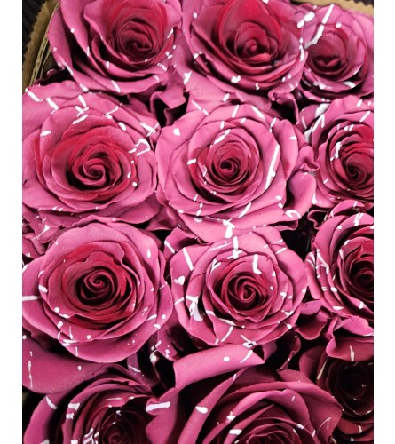 Splattered Boysenberry Dozen - Deluxe. An arrangement by Donato's Floral.