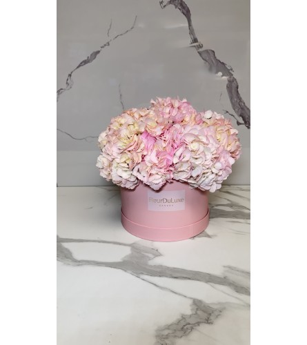 Pink Hydrangea Box. An arrangement by Grower's Flower Market and Gifts.