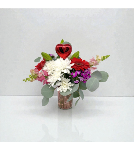 Valentine Vintage Jar Vased Arrangement. An arrangement by Thompson's Full Bloom.