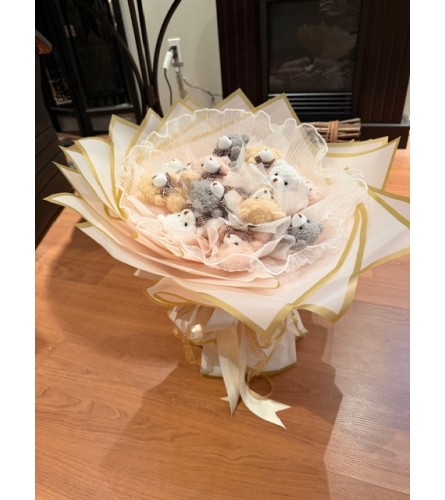 Teddy Bear Bouquet. An arrangement by Flamingo Floral and Gifts.