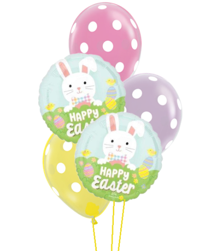 Happy Easter Bunny Bliss Classic Confetti Balloon Bouquet. An arrangement by Balloon Bouquets Plus.