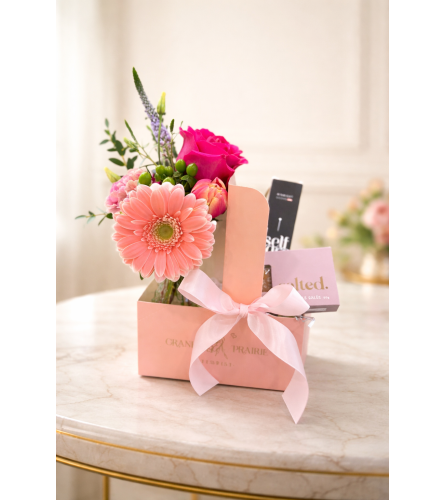 Petals and Perks. An arrangement by Grande Prairie Florist.