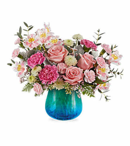 TF Blue Hue arrangment - Deluxe. An arrangement by Nicol Florist.