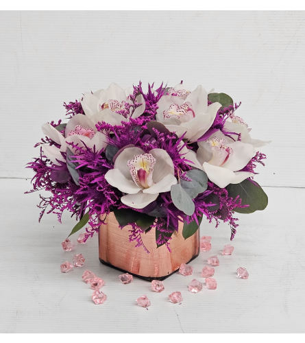 Delighted Pink Cymbidium. An arrangement by Brickell Exclusive Blooms.