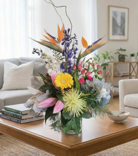 Birds' Garden vase arrangement. An arrangement by Sophie's Flowers.