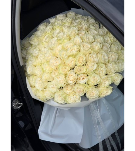 Luxury White Rose Bouquet. An arrangement by Li Flowers.