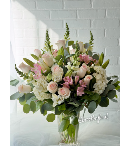 Blush Me Away - Deluxe. An arrangement by Brooklin Floral and Garden Shoppe Inc..