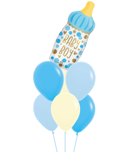 Baby Boy Bottle Awesome Balloon Bouquet. An arrangement by Balloon Bouquets Plus.