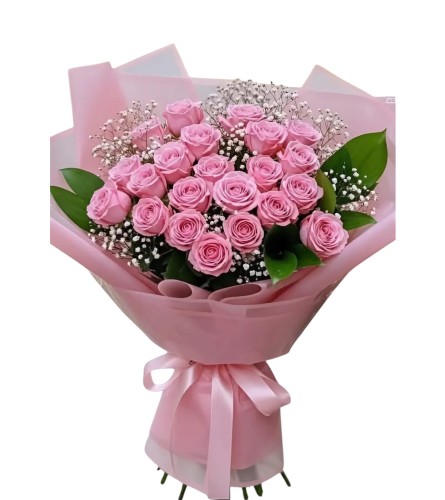 Pretty Pink (Wrapped Pink Roses). An arrangement by Azi Flowers.