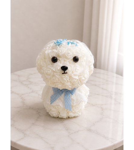 Dog Plushie Teddy. An arrangement by Bee Flowers.