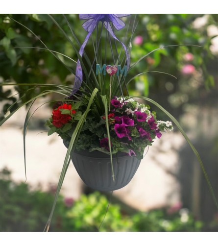 13 Mixed Floral Garden Hanging Basket. An arrangement by Marianna's Flower Island.
