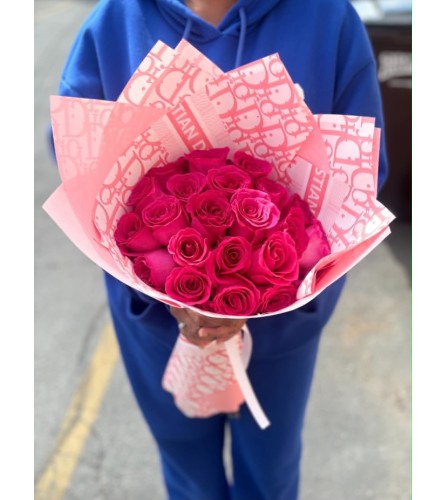 Wrapped Pink Bouquet. An arrangement by Cincyfloralnista.