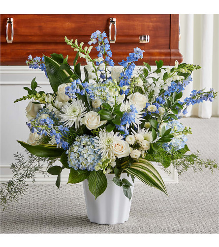 Everlasting Memories Floor Basket. An arrangement by Bill's Flowers Arrangements.