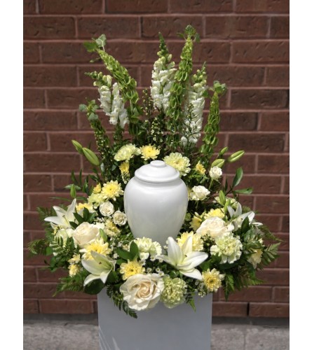 Heaven's Garden Urn Tribute. An arrangement by In Bloom.