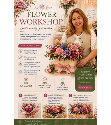 Workshop. An arrangement by Geni's Florist and Gifts.