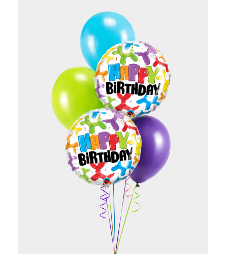 Happy Birthday Balloon Dogs Classic Balloon Bouquet. An arrangement by Balloon Bouquets Plus.