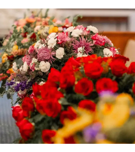 Designer's Choice Casket Spray - Deluxe. An arrangement by Anne Marie Rose Floral Design.
