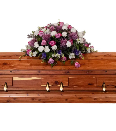 Lavender Dreams Casket Spray - Deluxe. An arrangement by Anne Marie Rose Floral Design.