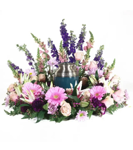 Blossoms of Remembrance Urn Wreath. An arrangement by Anne Marie Rose Floral Design.