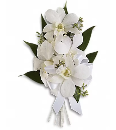 Graceful Orchids Corsage. An arrangement by Ada's Flowers.