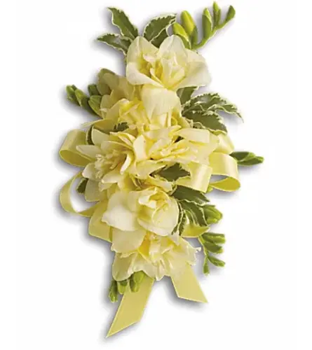Let Love Shine Corsage. An arrangement by Very's Flowers.