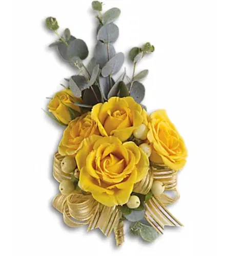 Sunswept Corsage. An arrangement by Very's Flowers.