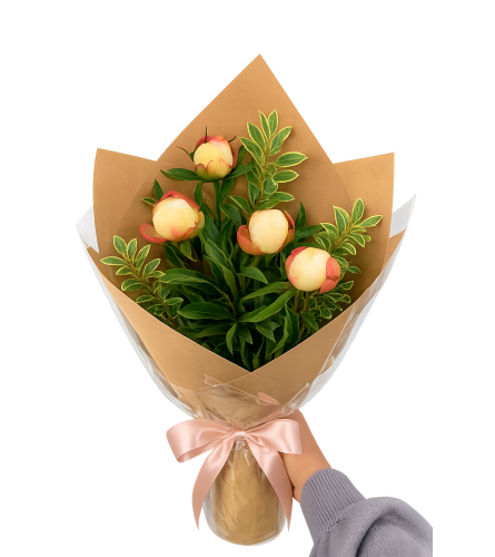 Sunset Peony Bouquet - Deluxe. An arrangement by Anderson Flowers.