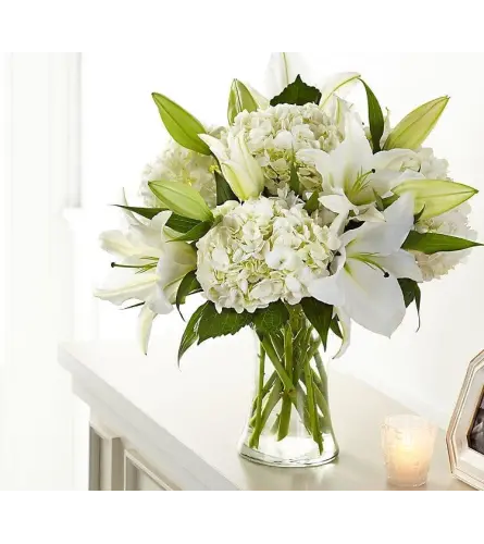 White Elegance Vase - Deluxe. An arrangement by Brickell Exclusive Blooms.