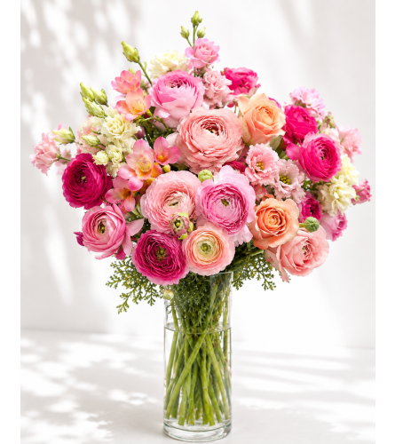 Peach and Pink Petal Embrace. An arrangement by Floral Lady Design Studio LLC.