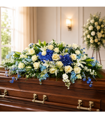 Gentle Grace Floral Harmony Casket Arrangement. An arrangement by Floral Lady Design Studio LLC.