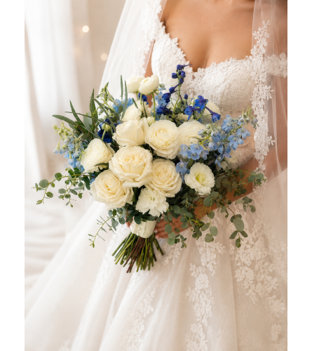 Whispering Blue Elegance. An arrangement by Floral Lady Design Studio LLC.