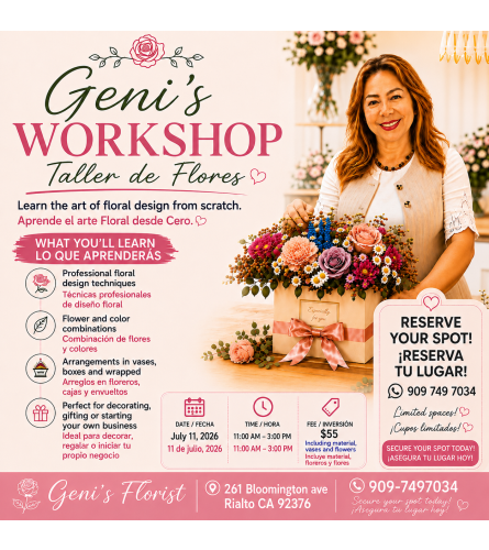 Workshop. An arrangement by Geni's Florist and Gifts.