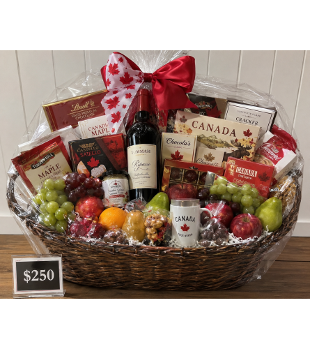Canada Day basket - Deluxe. An arrangement by Flowers 4 U Helping Hand.