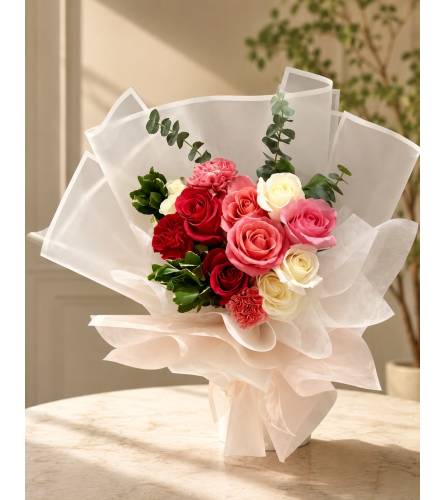 Blushing Romance. An arrangement by Queens Flowers.