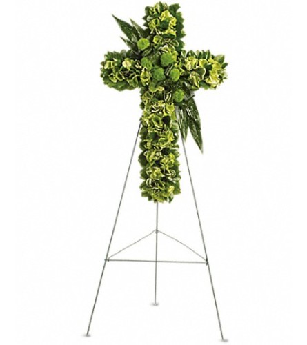 Garden Cross. An arrangement by Fendley Florists.