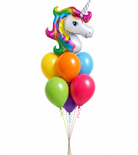 Rainbow Unicorn Awesome Balloon Bouquet. An arrangement by Balloon Bouquets Plus.