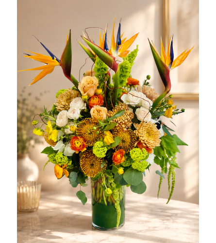 Tropical Radiance Bouquet. An arrangement by Floral Lady Design Studio LLC.