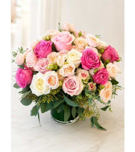 Peachy Pink Romance. An arrangement by Floral Lady Design Studio LLC.