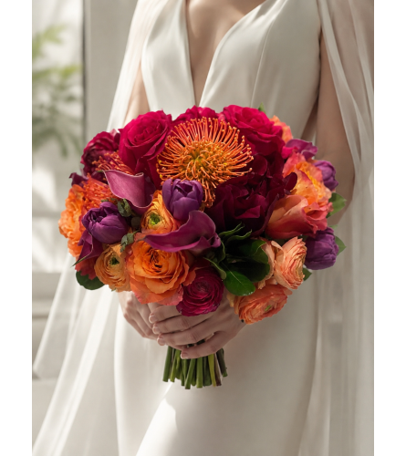 Sunset Glow Bridal Bouquet. An arrangement by Floral Lady Design Studio LLC.