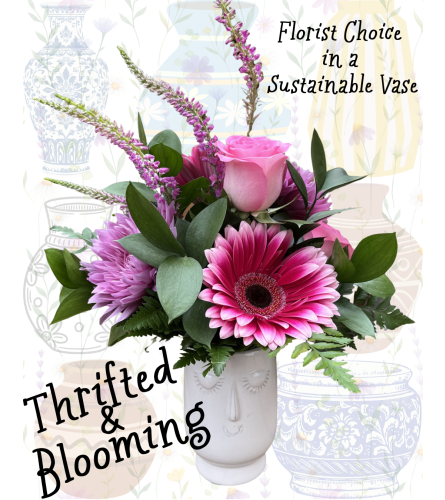 Thrifted and Blooming - Deluxe. An arrangement by Osborne Florist.