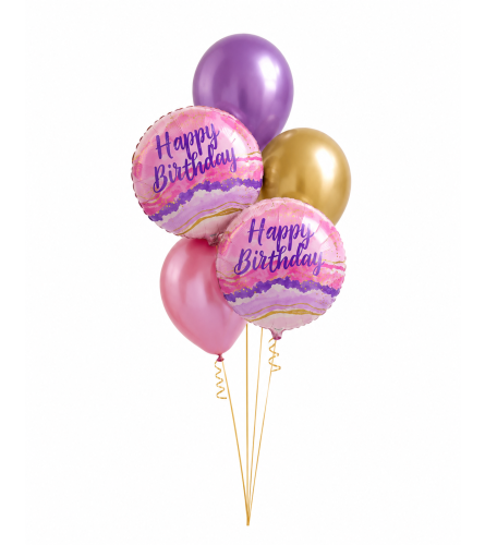 Watercolour Marble Birthday Classic Balloon Bouquet. An arrangement by Balloon Bouquets Plus.