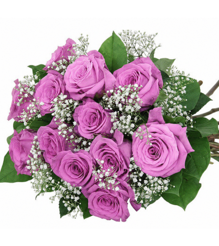 Classic Cool Water Roses Wrapped - Deluxe. An arrangement by Lori's Hearts and Flowers.