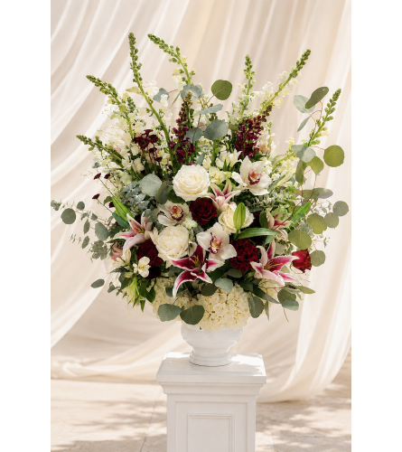 Large pedestal entrance urn arrangement. An arrangement by Floral Lady Design Studio LLC.