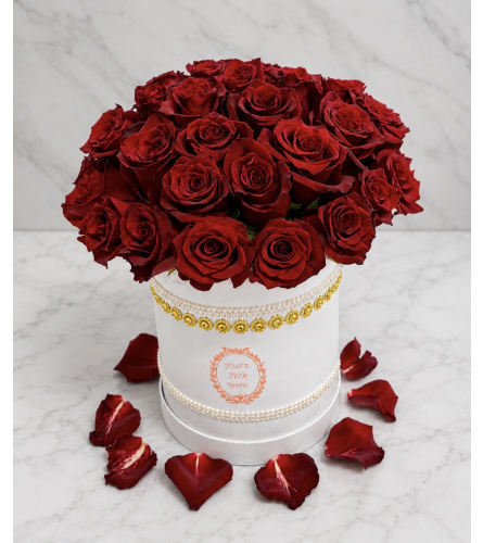 Romantic Red Rose Box. An arrangement by Brickell Glamour Flowers.