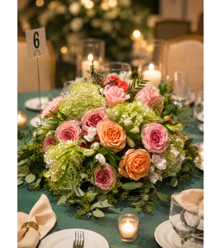 Garden of Grace wedding centerpiece. An arrangement by Floral Lady Design Studio LLC.