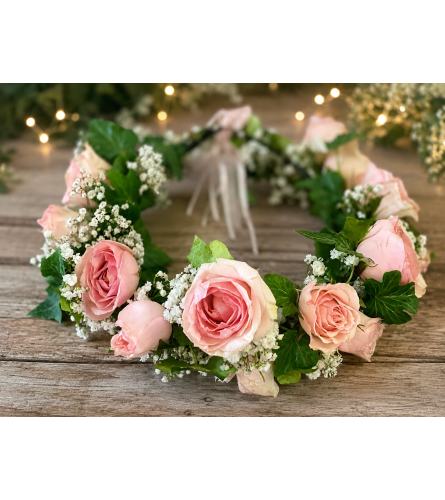 Blush and Breath Romance Crown. An arrangement by Floral Lady Design Studio LLC.