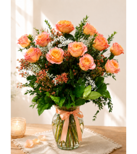 Peach Blossom Embrace. An arrangement by Floral Lady Design Studio LLC.