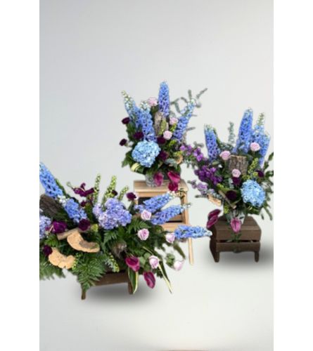 Frosted Woodland Sympathy Collection - Deluxe. An arrangement by Blossoms On The Trail.