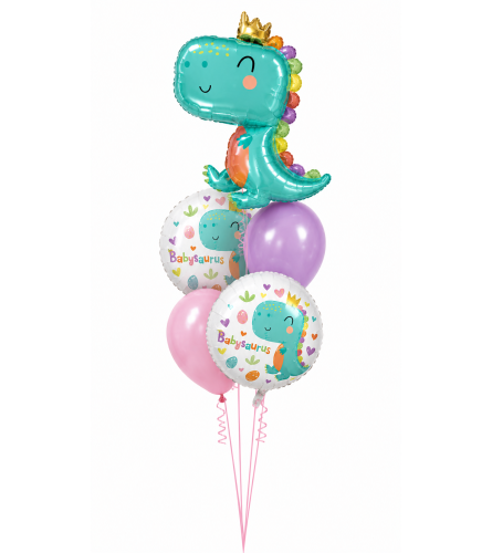 Babysaurus Girl Cheerful Balloon Bouquet. An arrangement by Balloon Bouquets Plus.
